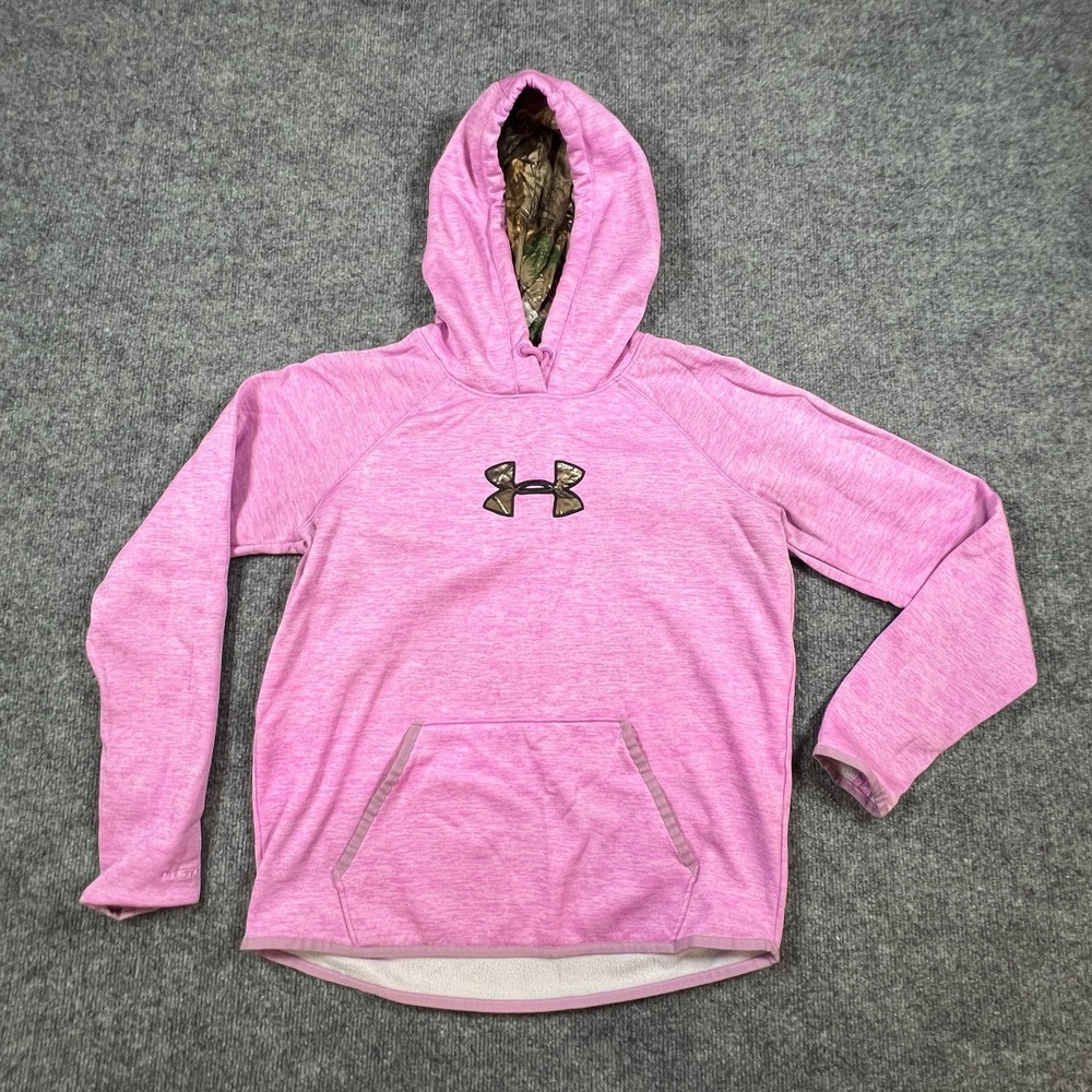 Under Armour Storm Hoodie Women Medium Pink Camo Hoodie Fleece Thumb Hole Sleeve